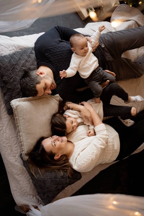 Family with their baby — Christmas studio session